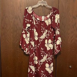 Burgundy with white flowers